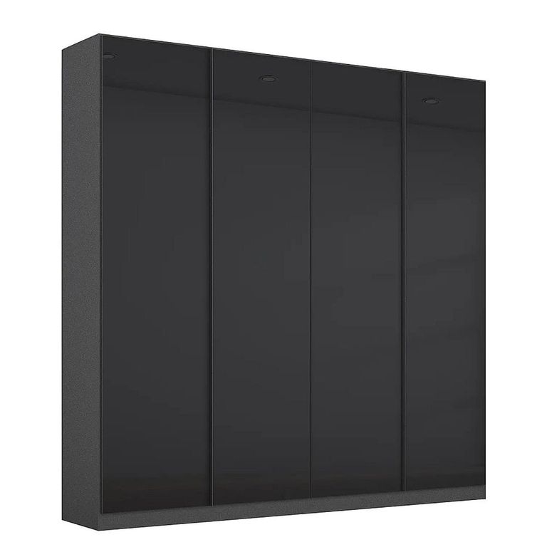 Rauch Monostar 181cm 4 Door Wardrobe with Extras - Metallic Dark Grey with Basalt Glass