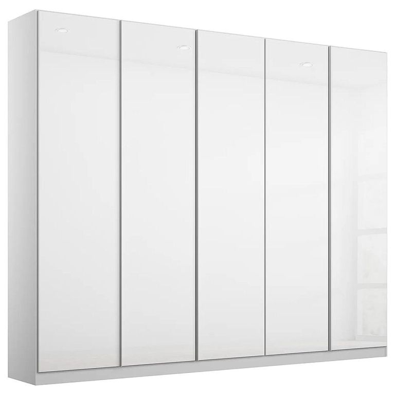 Rauch Monostar 226cm 5 Door Wardrobe - Alpine White with White Glass