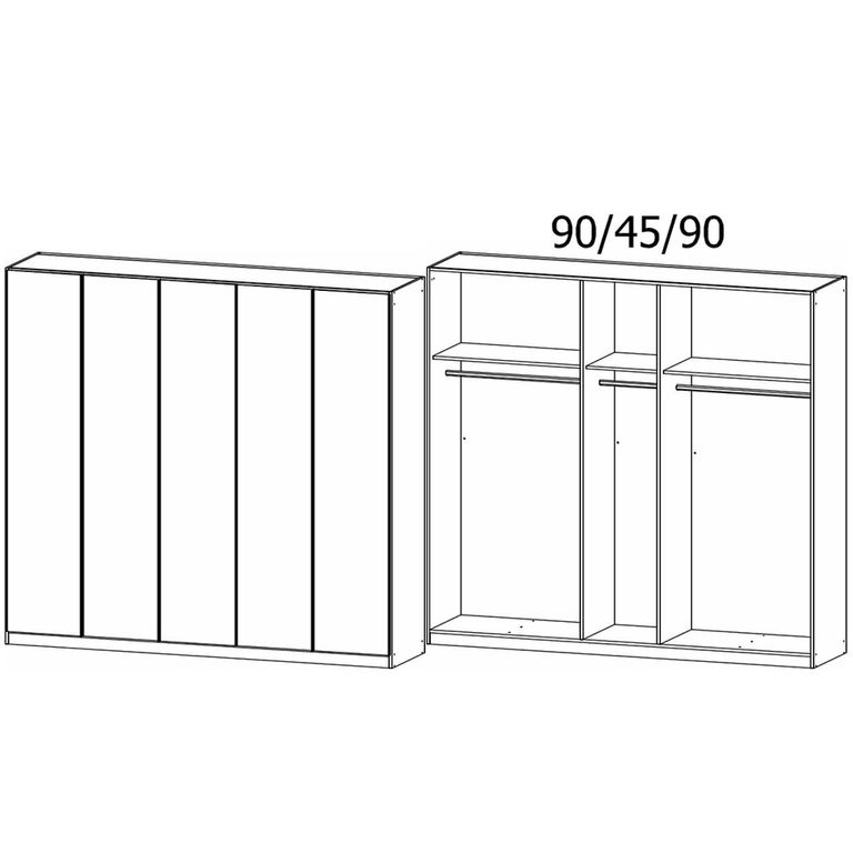 Rauch Monostar 226cm 5 Door Wardrobe - Metallic Dark Grey