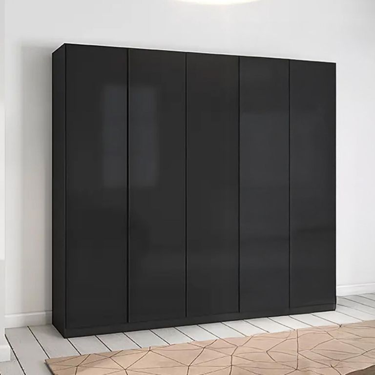 Rauch Monostar 226cm 5 Door Wardrobe - Metallic Dark Grey with Basalt Glass