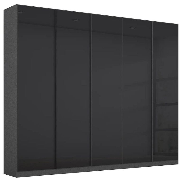 Rauch Monostar 226cm 5 Door Wardrobe with Extras - Metallic Dark Grey with Basalt Glass