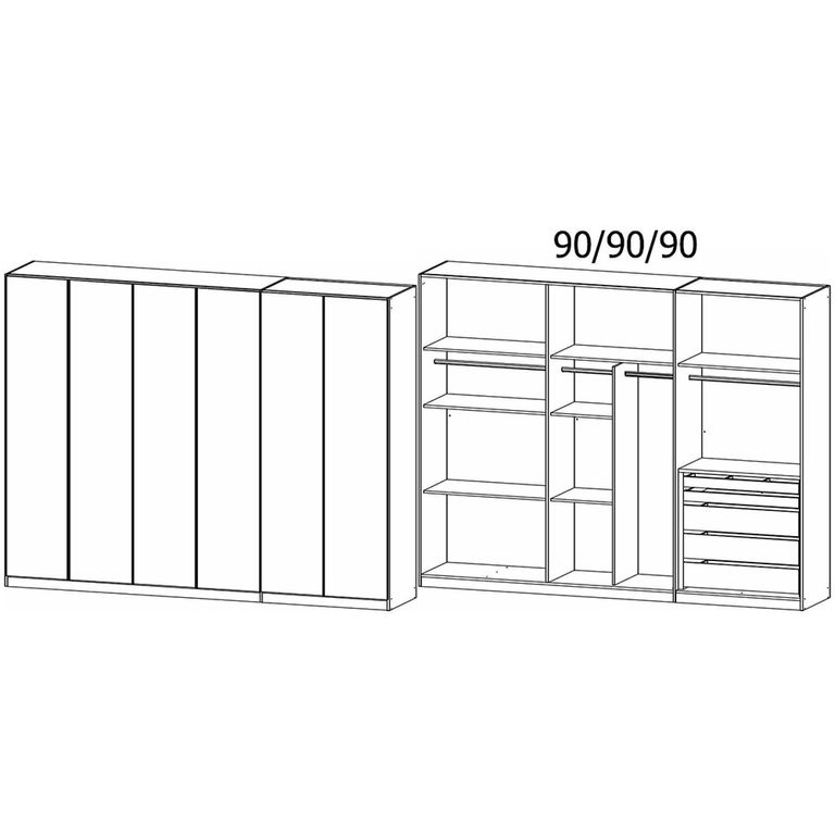 Rauch Monostar 271cm 6 Door Wardrobe with Extras - Metallic Dark Grey