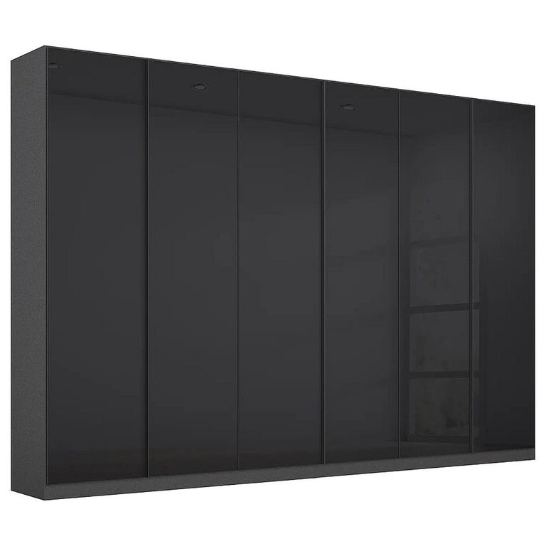 Rauch Monostar 271cm 6 Door Wardrobe with Extras - Metallic Dark Grey with Basalt Glass