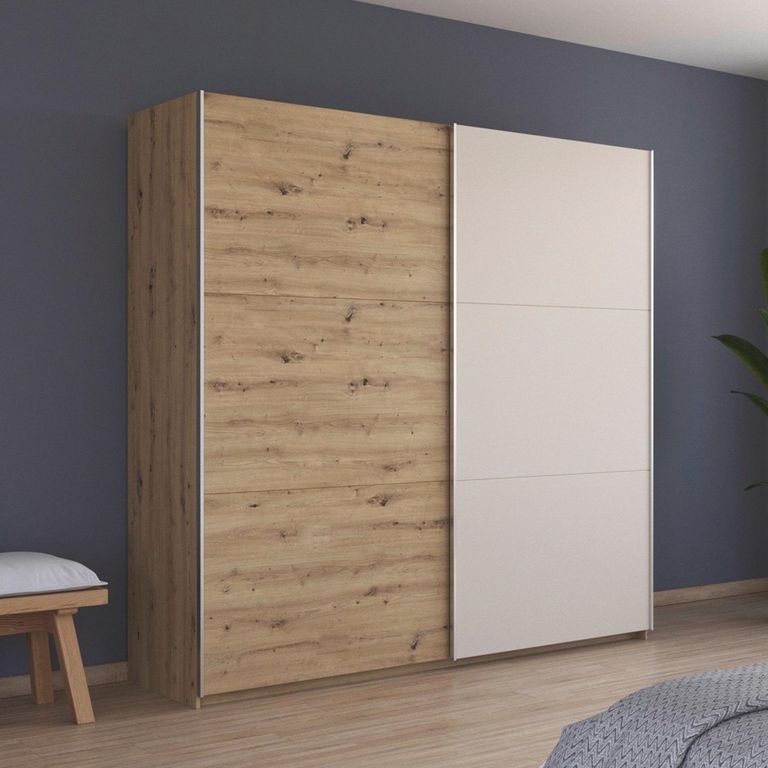 Rauch Monza 218cm 2 Door Sliding Wardrobe - Artisan Oak and Champagne