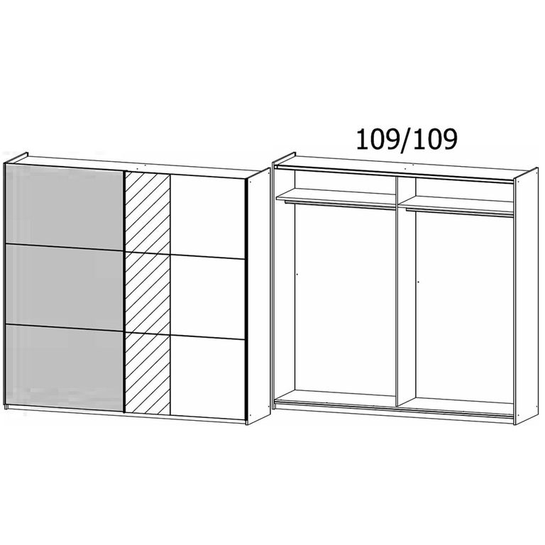 Rauch Monza 218cm 2 Door Sliding Wardrobe with Mirror - Alpine White and Metallic Dark Grey