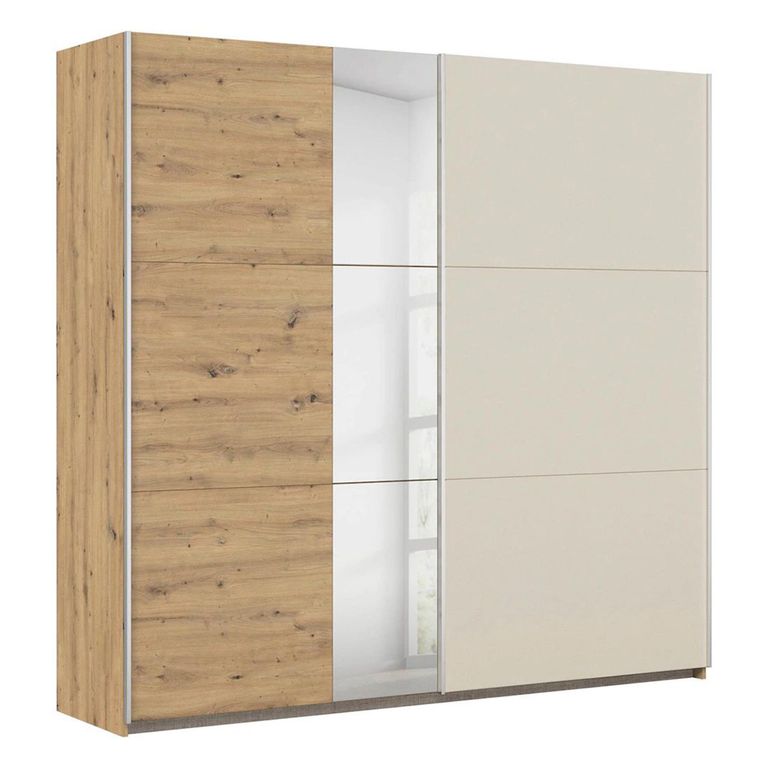 Rauch Monza 218cm 2 Door Sliding Wardrobe with Mirror - Artisan Oak and Champagne