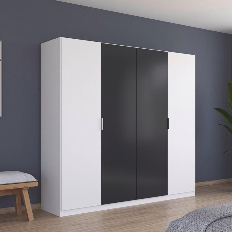 Rauch Monza 226cm 4 Door Wardrobe - Alpine White and Metallic Dark Grey