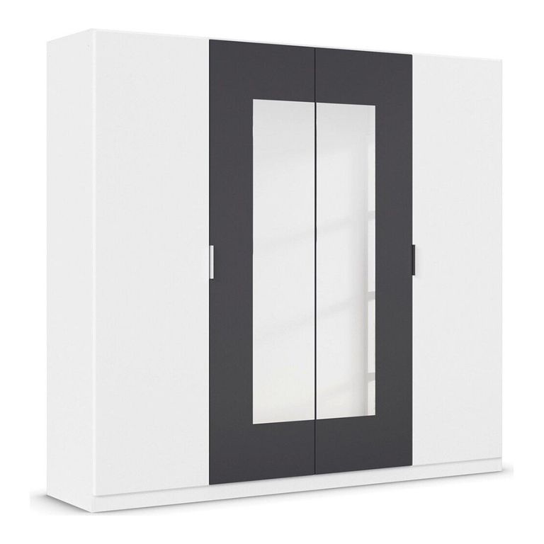 Rauch Monza 226cm 4 Door Wardrobe with Mirror - Alpine White and Metallic Dark Grey