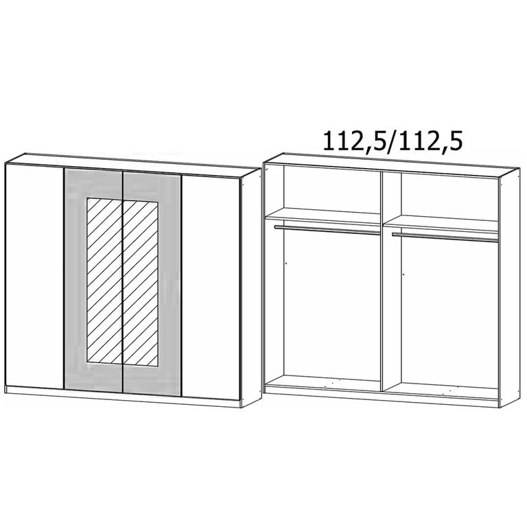 Rauch Monza 226cm 4 Door Wardrobe with Mirror - Artisan Oak and Champagne