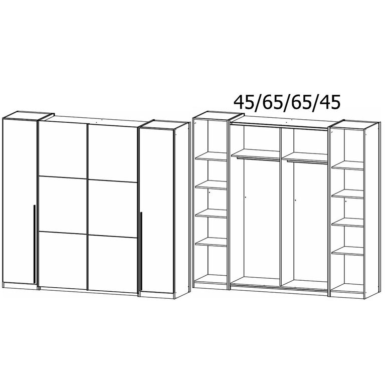 Rauch Mood 225cm 4 Door Wardrobe - Artisan Oak and Metallic Dark Grey