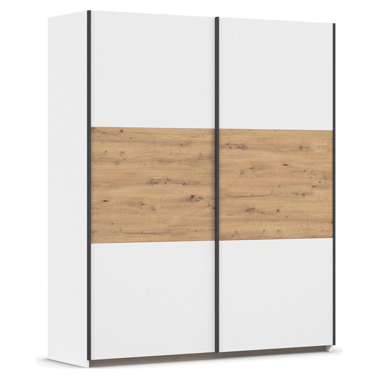 Rauch Neo 175cm 2 Door Sliding Wardrobe - Alpine White and Artisan Oak