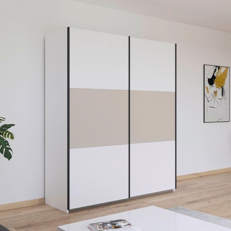 Rauch Neo 175cm 2 Door Sliding Wardrobe - Alpine White and Champagne