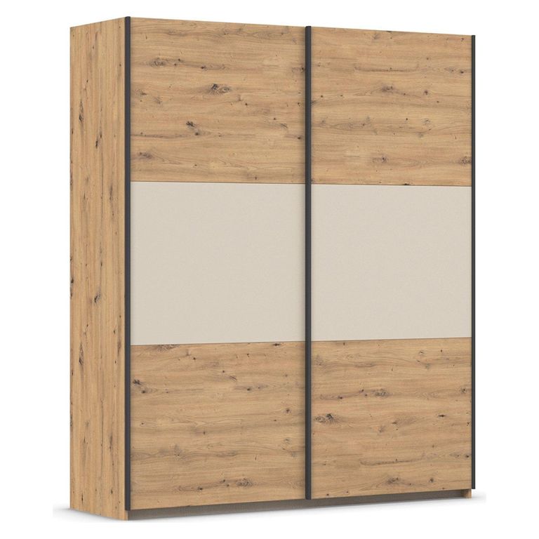 Rauch Neo 175cm 2 Door Sliding Wardrobe - Artisan Oak and Champagne