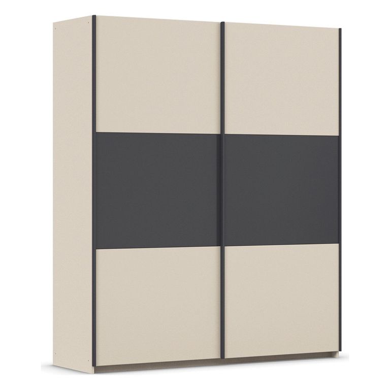 Rauch Neo 175cm 2 Door Sliding Wardrobe - Champagne and Metallic Dark Grey