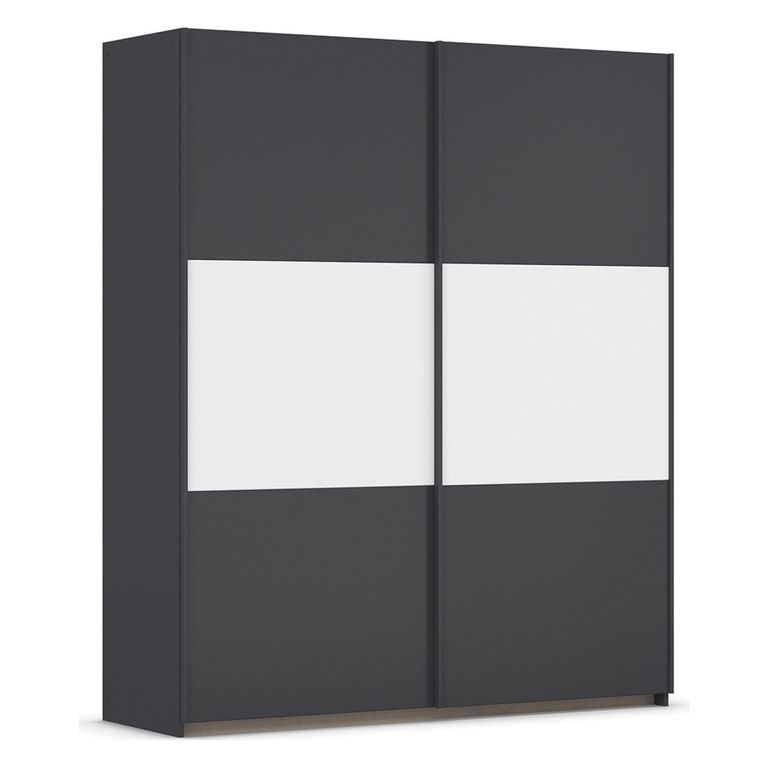 Rauch Neo 175cm 2 Door Sliding Wardrobe - Metallic Dark Grey and Alpine White