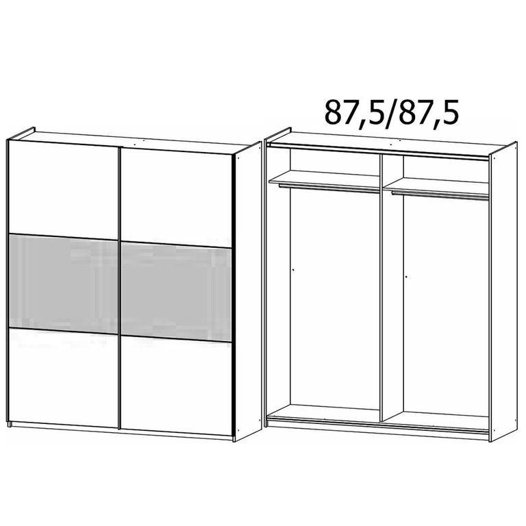 Rauch Neo 175cm 2 Door Sliding Wardrobe - Metallic Dark Grey and Champagne