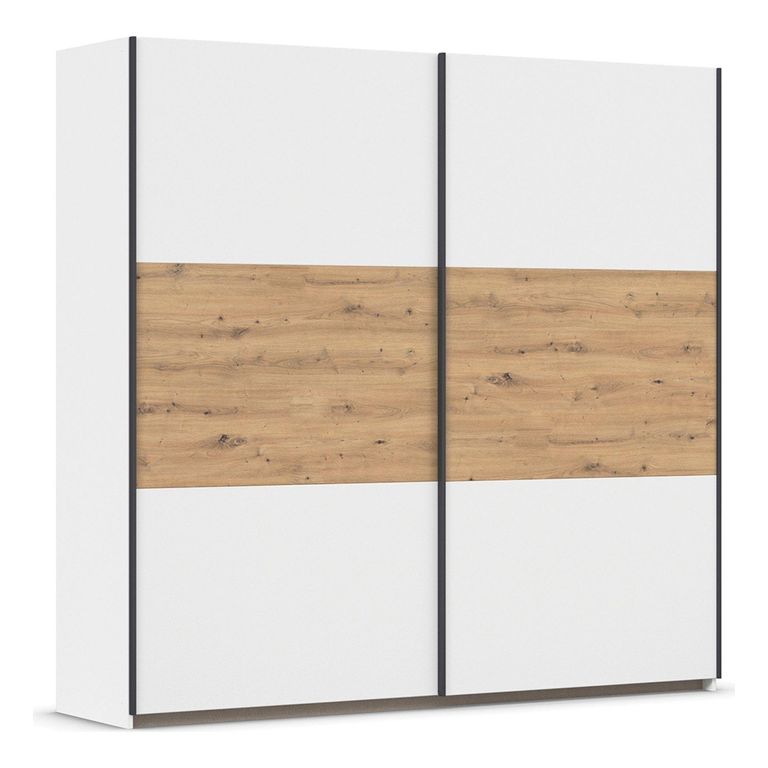 Rauch Neo 218cm 2 Door Sliding Wardrobe - Alpine White and Artisan Oak