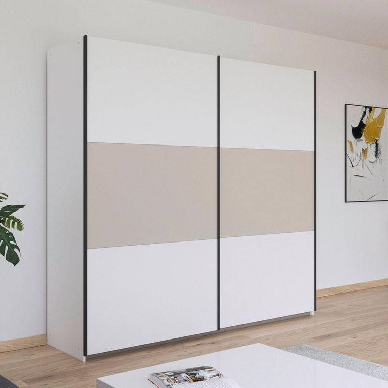 Rauch Neo 218cm 2 Door Sliding Wardrobe - Alpine White and Champagne