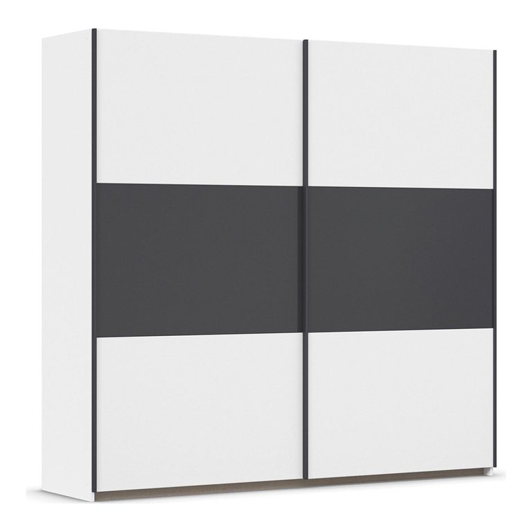 Rauch Neo 218cm 2 Door Sliding Wardrobe - Alpine White and Metallic Dark Grey