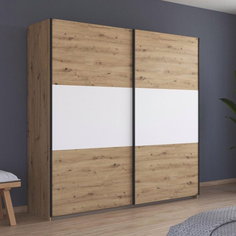 Rauch Neo 218cm 2 Door Sliding Wardrobe - Artisan Oak and Alpine White