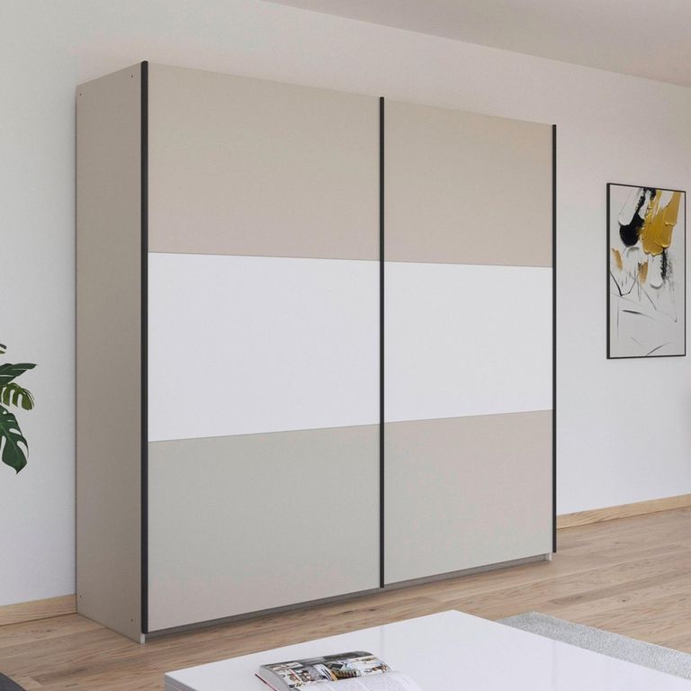 Rauch Neo 218cm 2 Door Sliding Wardrobe - Champagne and Alpine White