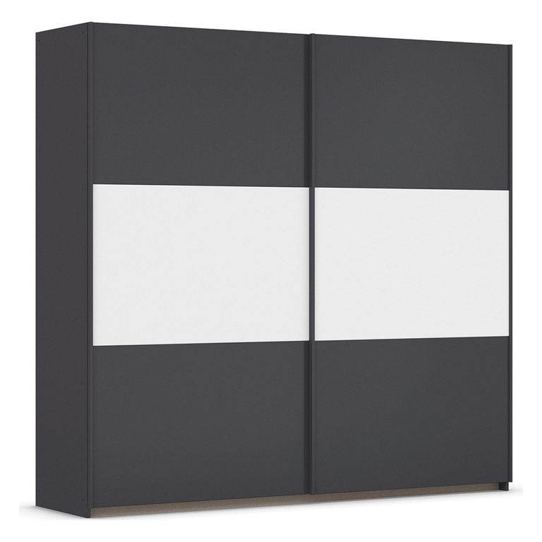 Rauch Neo 218cm 2 Door Sliding Wardrobe - Metallic Dark Grey and Alpine White