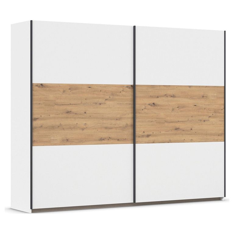 Rauch Neo 261cm 2 Door Sliding Wardrobe - Alpine White and Artisan Oak