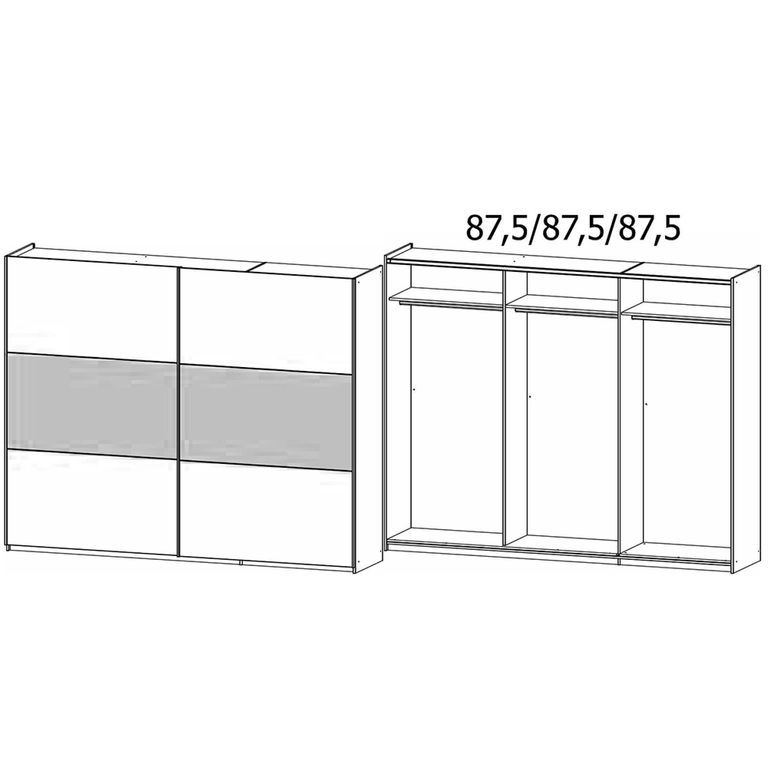 Rauch Neo 261cm 2 Door Sliding Wardrobe - Alpine White and Artisan Oak
