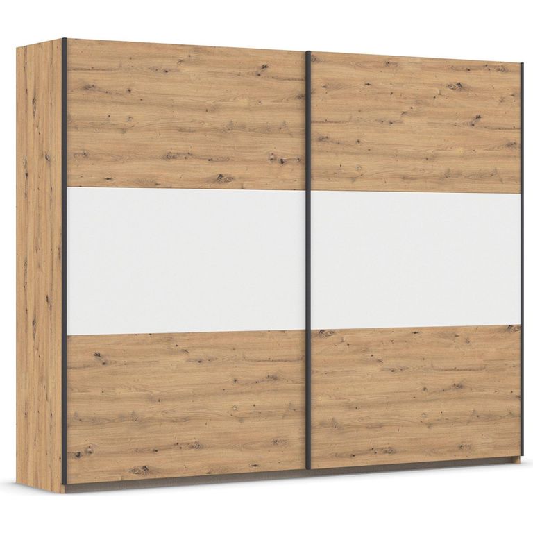 Rauch Neo 261cm 2 Door Sliding Wardrobe - Artisan Oak and Alpine White