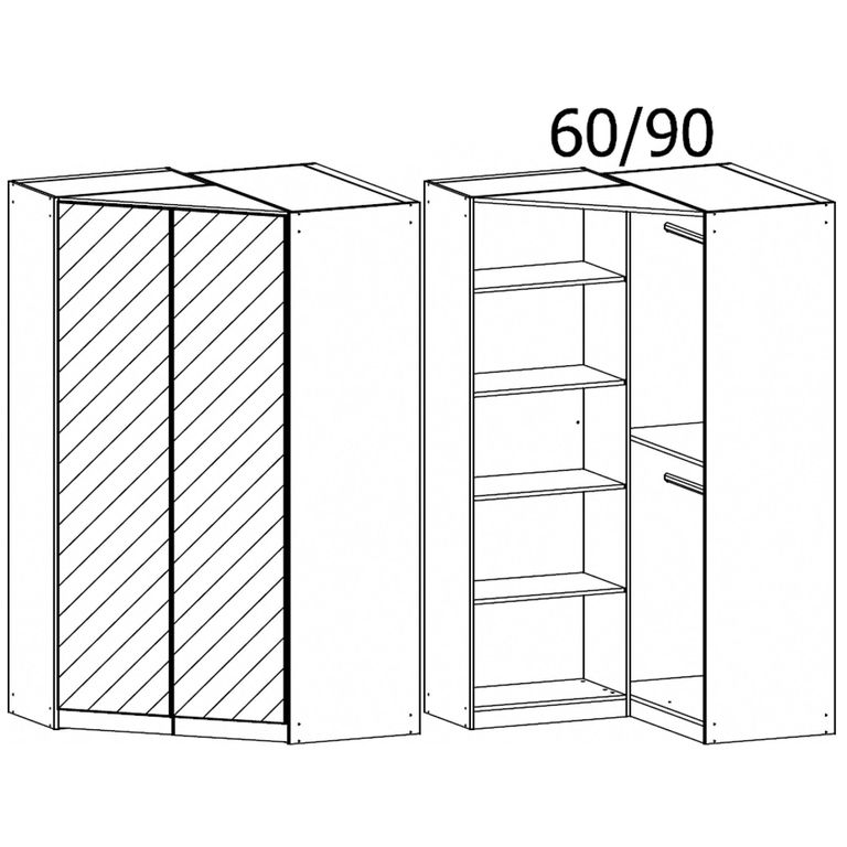 Rauch Ontario 117cm 2 Door Corner Wardrobe with Mirror - Alpine White