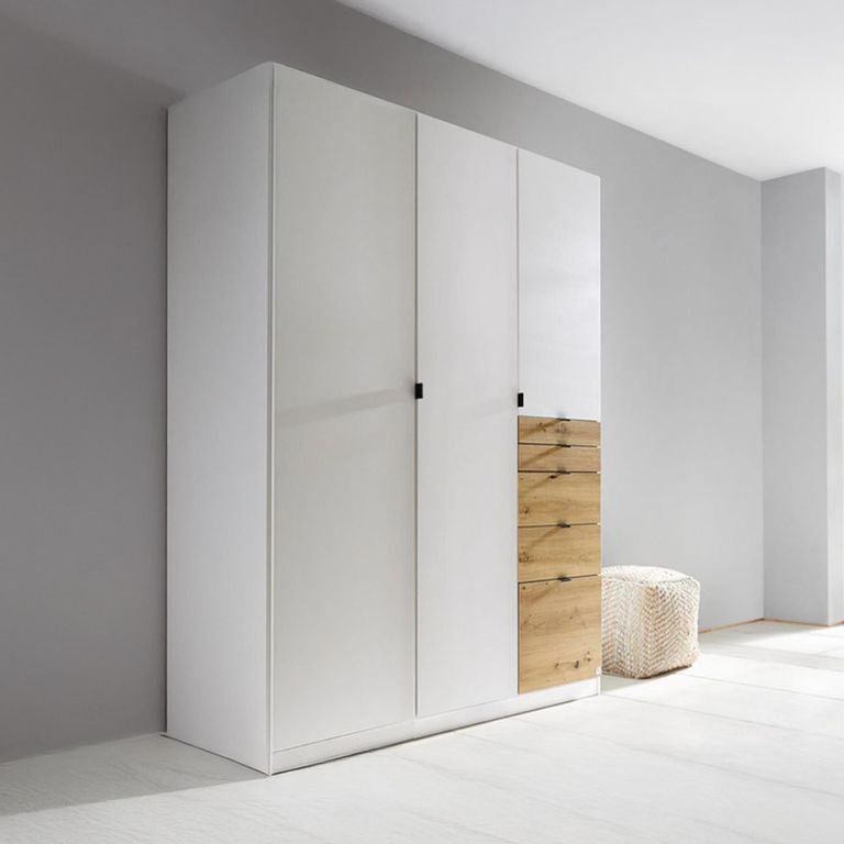 Rauch Ontario 136cm 3 Door Wardrobe with Drawer - Alpine White and Artisan Oak