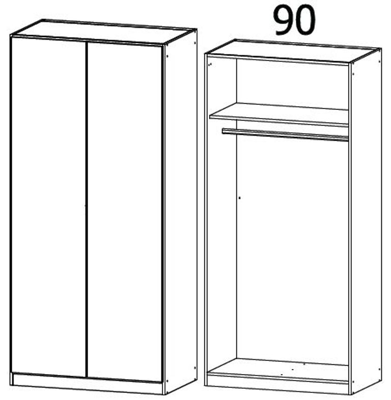 Rauch Ontario 91cm 2 Door Wardrobe - Metallic Grey