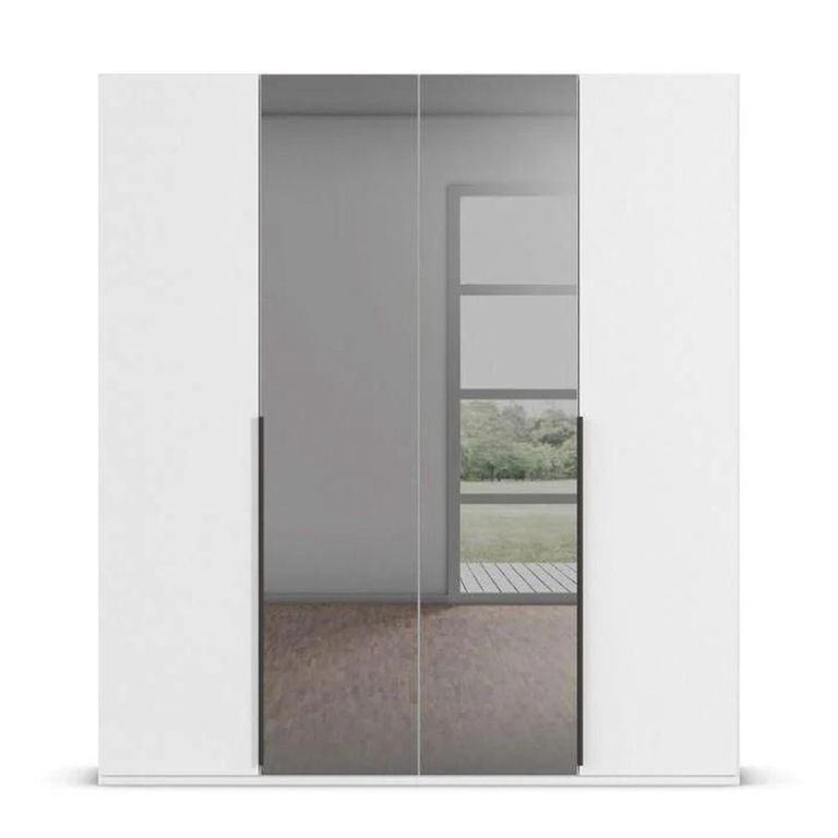 Rauch Paola 201cm 4 Door Wardrobe - Alpine White and Grey Glass