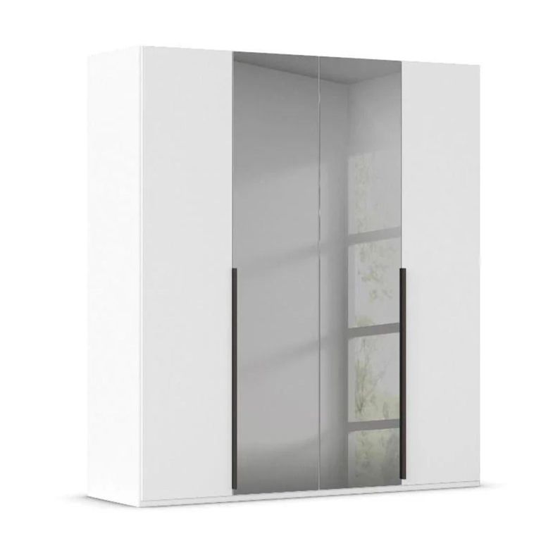 Rauch Paola 201cm 4 Door Wardrobe - Alpine White and Grey Glass
