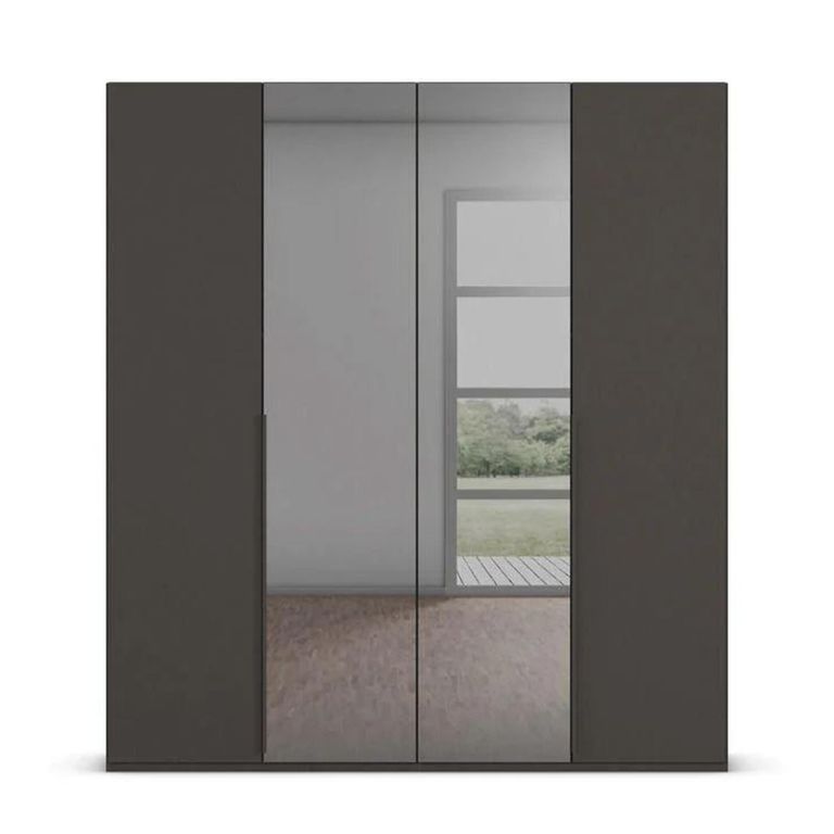 Rauch Paola 201cm 4 Door Wardrobe - Graphite and Grey Glass