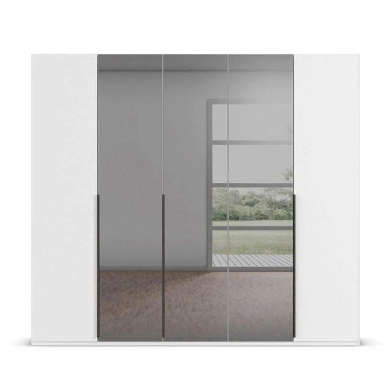 Rauch Paola 251cm 5 Door Wardrobe - Alpine White and Grey Glass