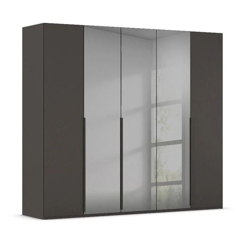 Rauch Paola 251cm 5 Door Wardrobe - Graphite and Grey Glass