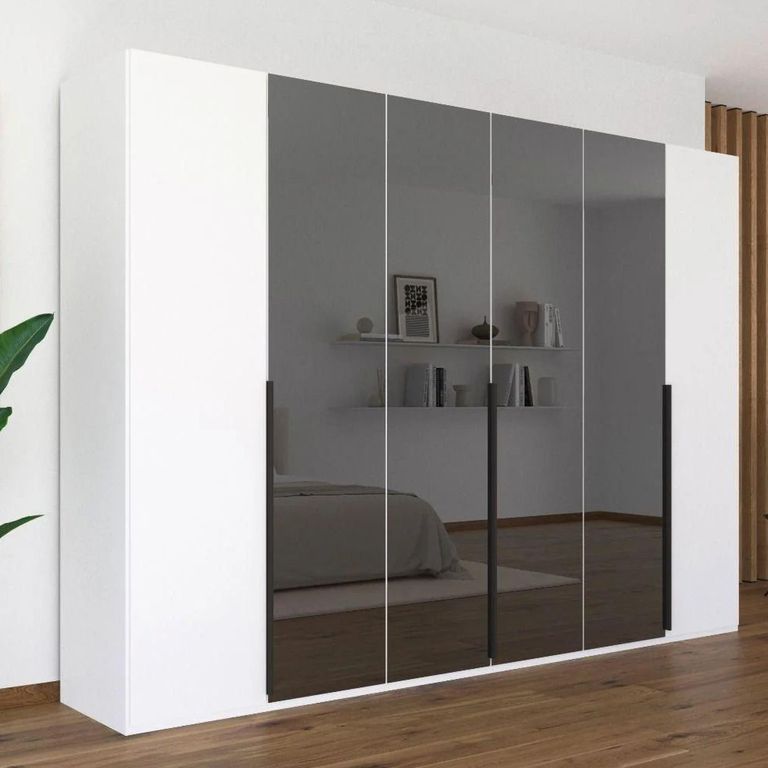 Rauch Paola 301cm 6 Door Wardrobe - Alpine White and Grey Glass