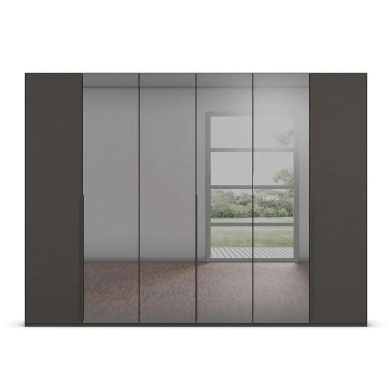 Rauch Paola 301cm 6 Door Wardrobe - Graphite and Grey Glass