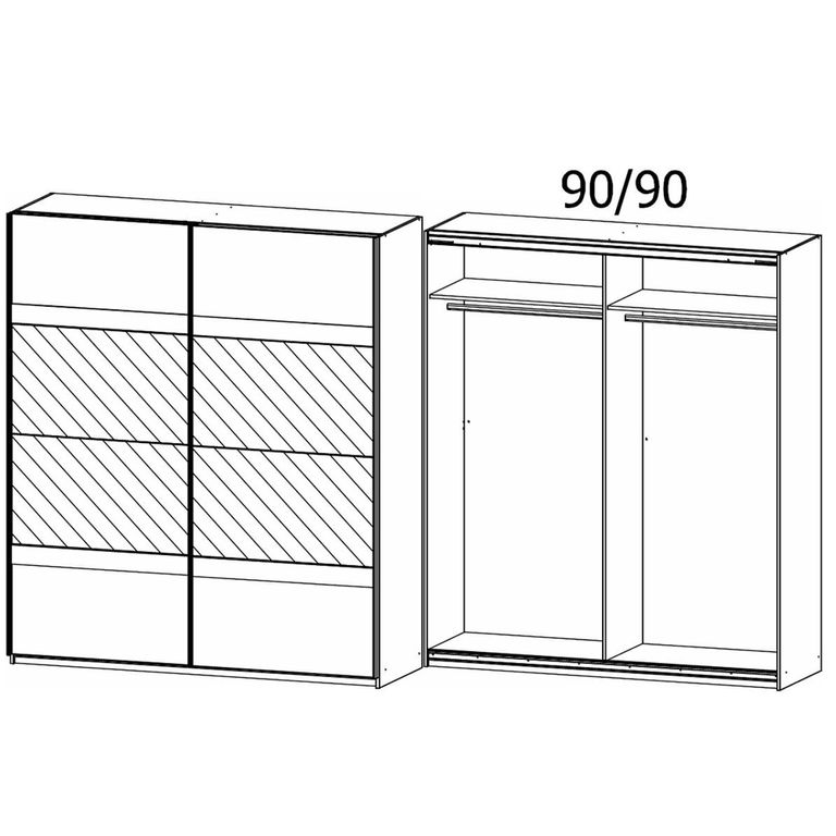 Rauch Penzberg 181cm 2 Door Sliding Wardrobe with Mirror - Alpine White and Stone Grey