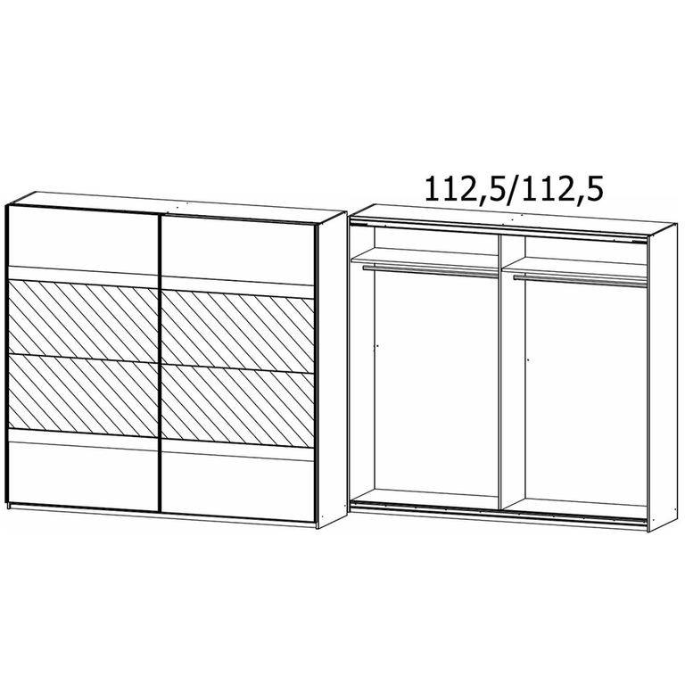 Rauch Penzberg 226cm 2 Door Sliding Wardrobe with Mirror - Metallic Dark Grey and Stone Grey