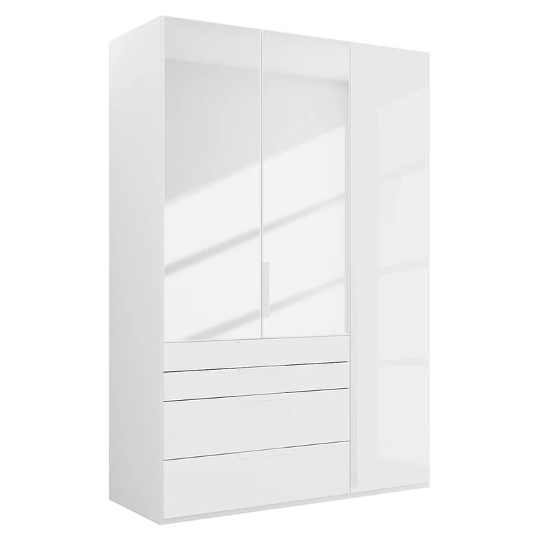 Purisma Wardrobe - 151cm - 3 Door - Combi - Alpine White & Crystal White Glass