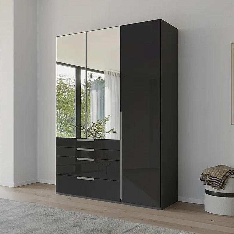 Purisma Wardrobe - 151cm - 3 Door - Combi - Graphite & Basalt Glass
