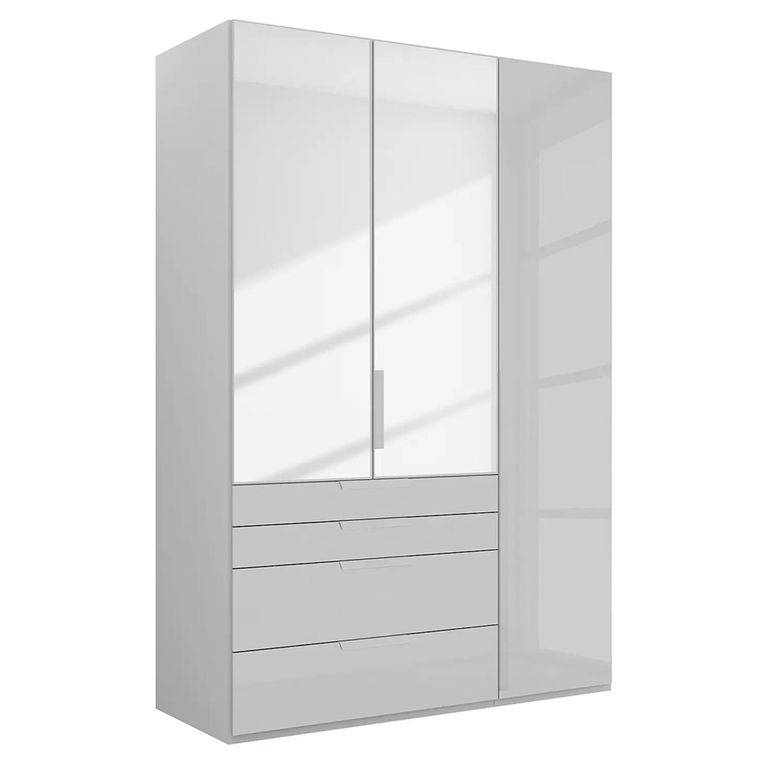 Purisma Wardrobe - 151cm - 3 Door - Combi - Silk Grey Glass