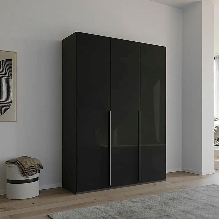 Rauch Purisma 151cm 3 Door Wardrobe - Graphite and Basalt Glass