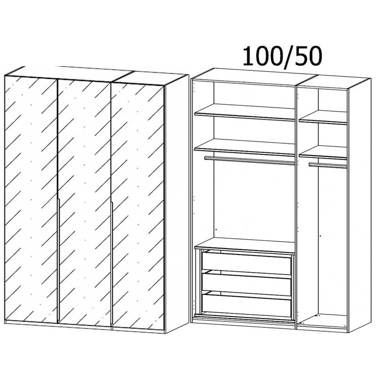 Rauch Purisma 151cm 3 Door Wardrobe - Silk Grey Glass