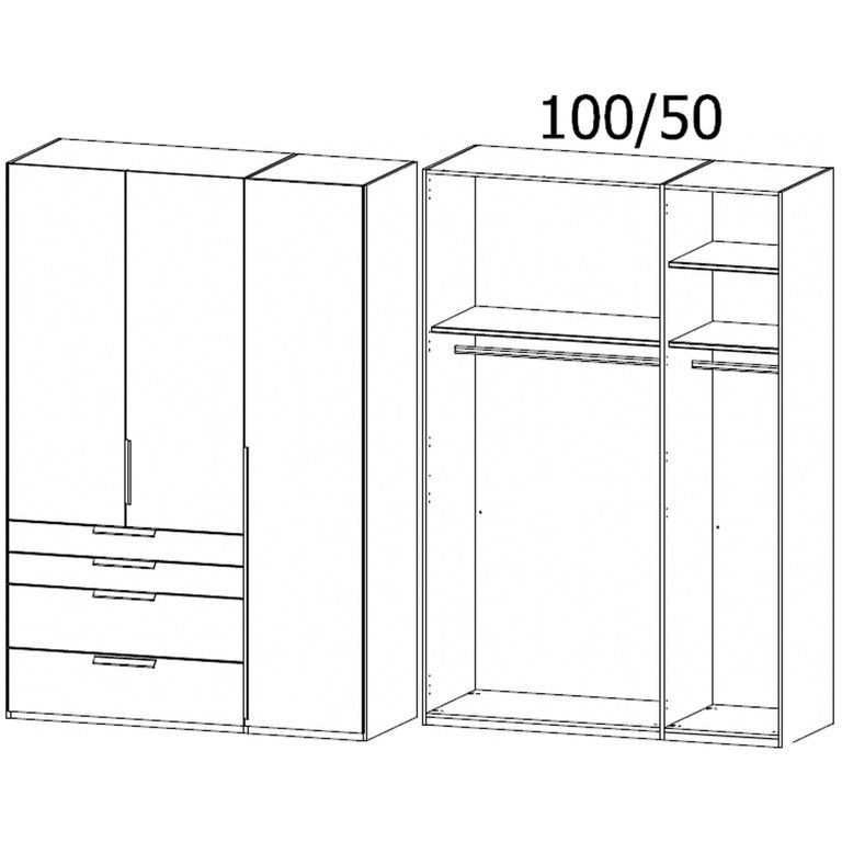 Rauch Purisma 151cm 3 Door Wardrobe with Drawer - Silk Grey