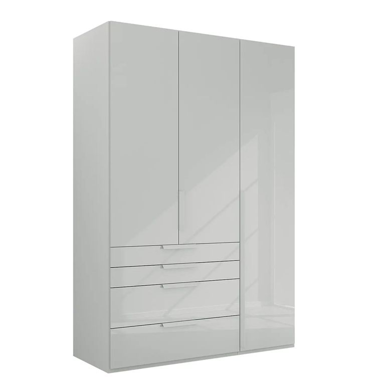 Purisma Wardrobe - 151cm - 3 Door - 4 Drawer - Silk Grey Glass