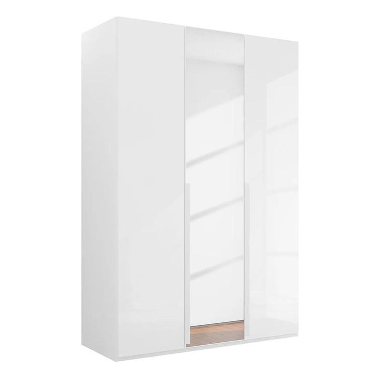 Rauch Purisma 151cm 3 Door Wardrobe with Mirror - Alpine White and Crystal White Glass