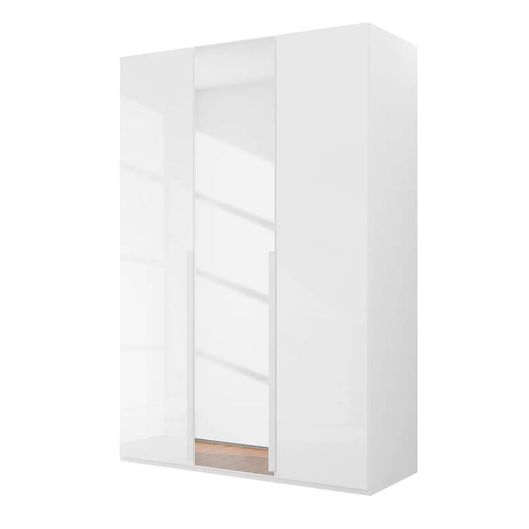 Rauch Purisma 151cm 3 Door Wardrobe with Mirror - Alpine White and Crystal White Glass